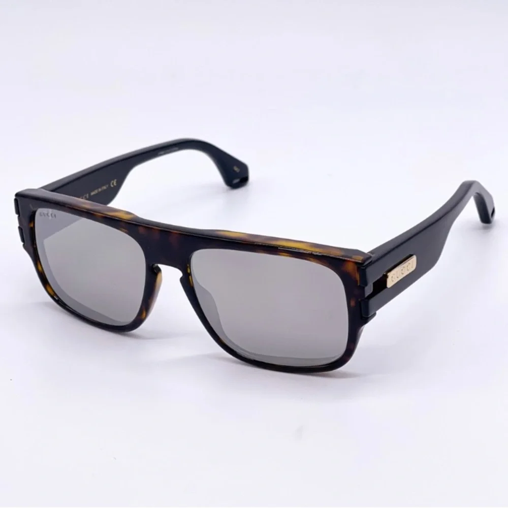 Authentic- New GUCCI SIlver Square Men's Sunglasses GG0664S 004 58